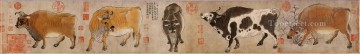 Hanhuang cinco ganado chino antiguo Pinturas al óleo